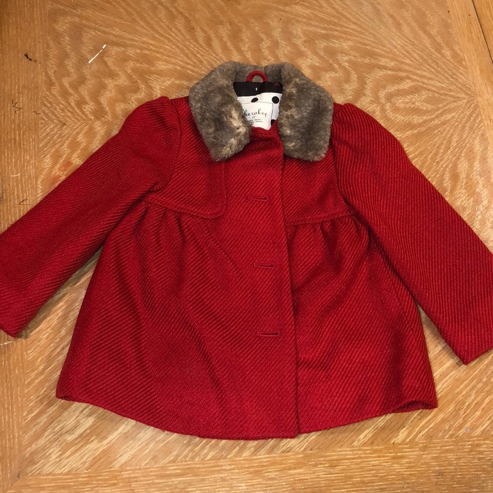 ♥️ girls Red button down fur jacket 🧥